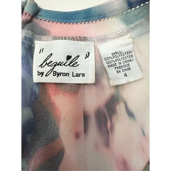 Beguile By Byron Lars Silvie Multi Watercolor Print Asymmetric Tunic Blouse Sz 4 - Picture 4 of 4